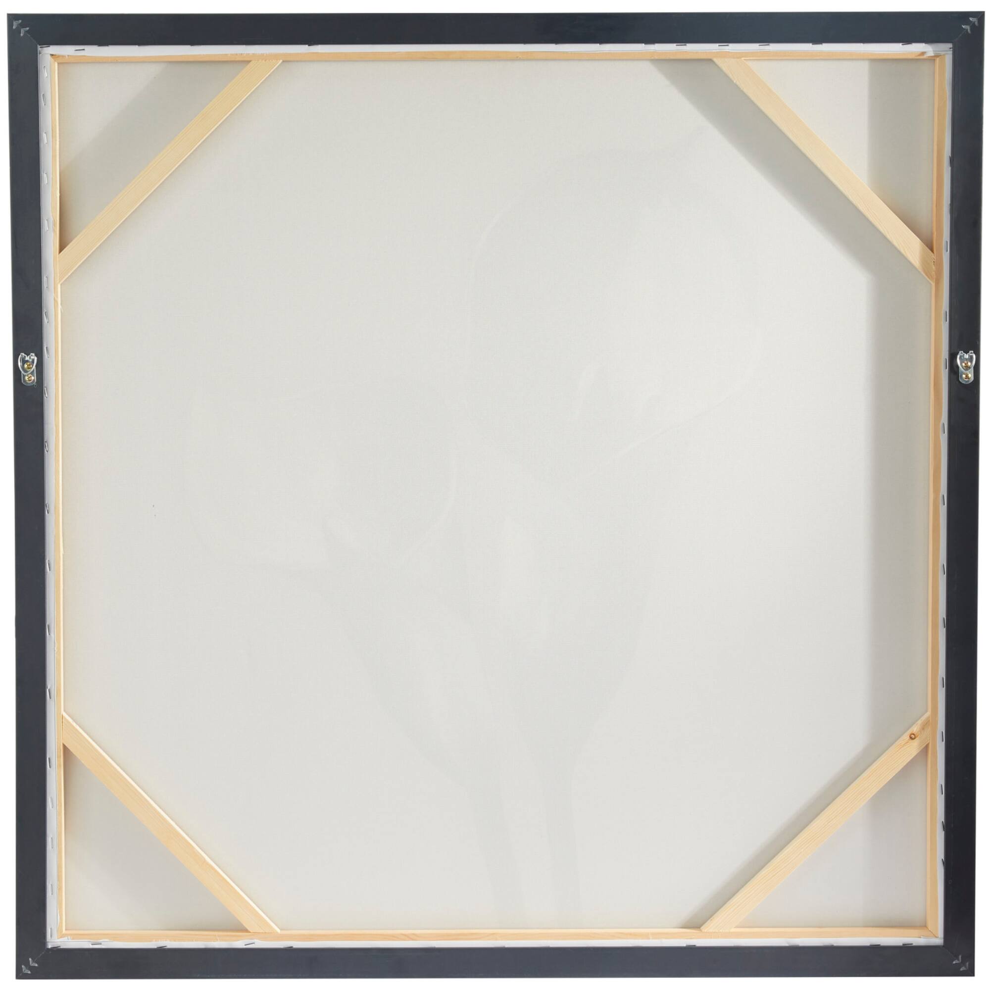 White Canvas Shaded Tulip Floral Framed Wall Art with Black Frame 37" x 1" x 37"